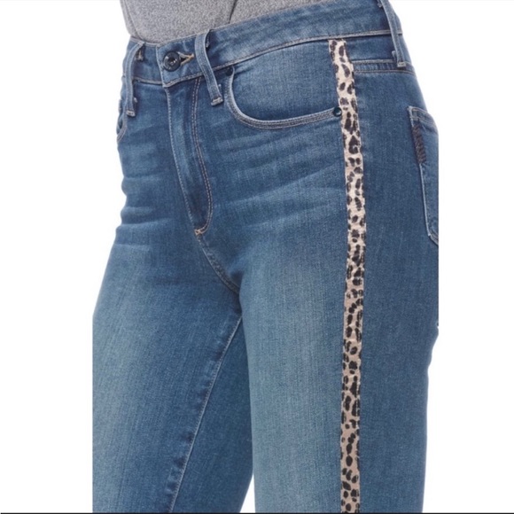 PAIGE Hoxton Crop Side Leopard Stripe Jeans Size 32 - Picture 3 of 10